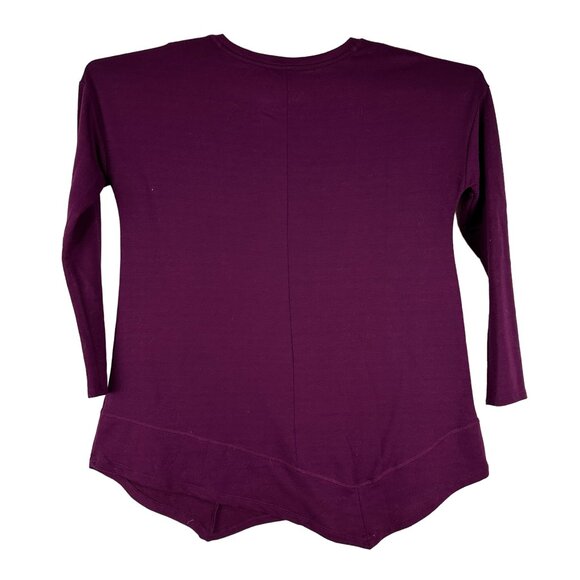 St Johns Bay Womens Large Purple Long Sleeve Asymmetrical Hem Knit Top - Picture 2 of 3